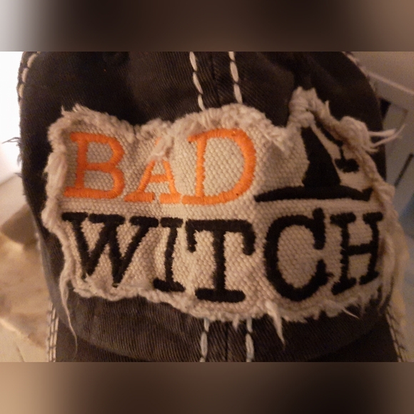 KBETHOS Distressed Black and Orange Bad Witch Baseball Hat Vintage Style - Picture 2 of 5